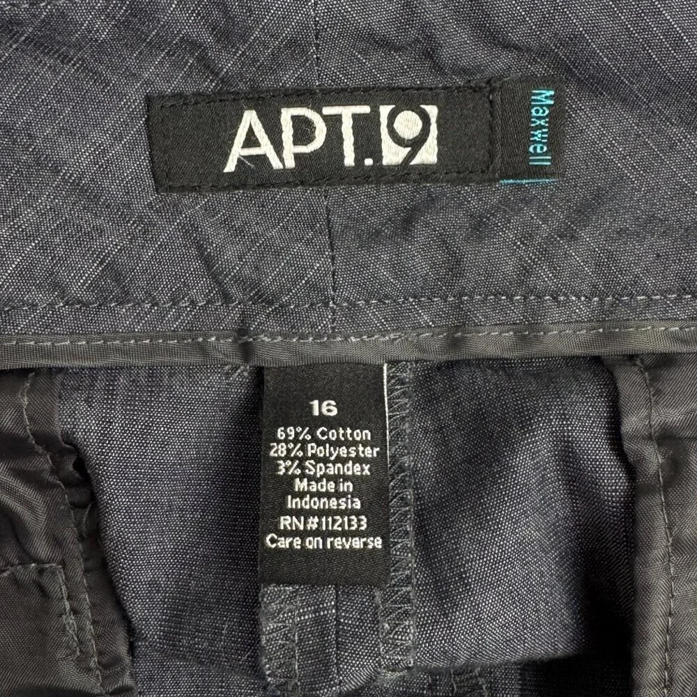 Apt. 9 Maxwell Chambray Blue Cropped Dress Slacks Pants Women's Size 16 EUC